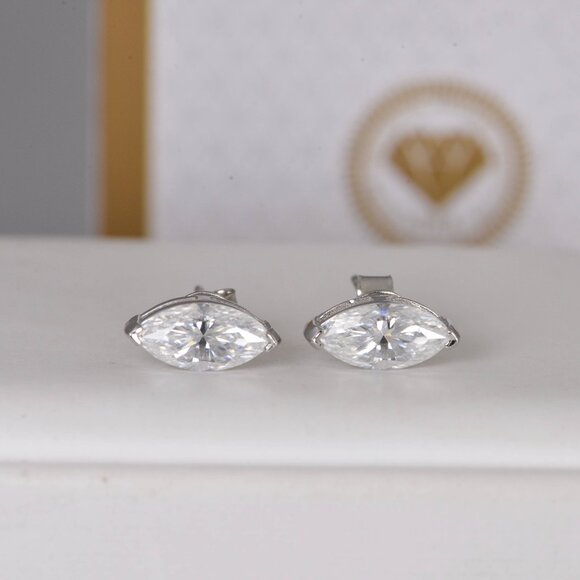 Certified 2.0 CTW Marqui Moissanite Stud Earrings - Picture 6 of 8